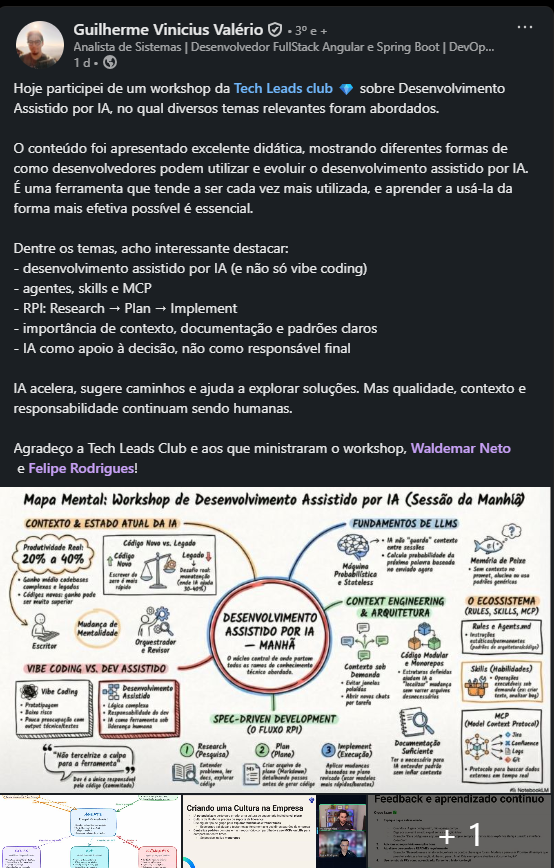 Post de Guilherme Vinicius Valério sobre a TLC